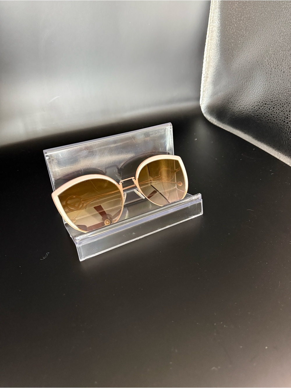 Fendi Rose Gold Tone Metal with Creamy Cat-Eye accent Sunglasses - Lightweight